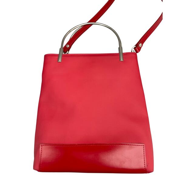 Esprit 1968 Vintage 90s Red Silver Top Handle Crossbody Bag Purse - Picture 2 of 14